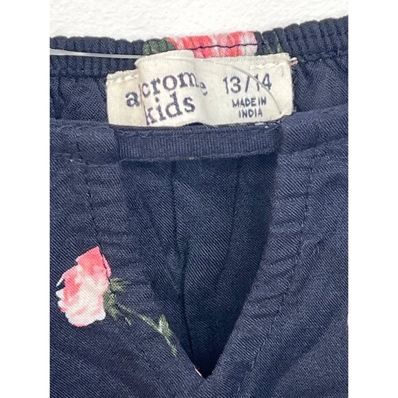 Abercrombie Kids Navy Pink Floral Boho Dress 13/14 3/4 Sleeve Fall Casual - Picture 7 of 14